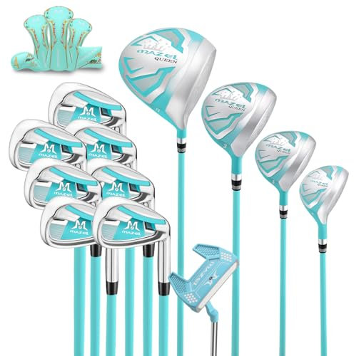 MAZEL Golf Club Set 12 Pieces Included #Driver Club,#3&5 Fairway Wood,#Golf Iron 4,5,6,7,8,9,P,#Hybrid Club,#Golf Putter,Golf Clubs 12 Pieces a Set (Women's Blue Set 12 PCS, 12)