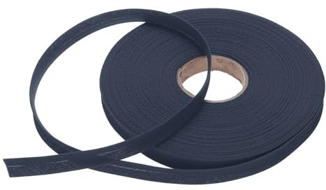 QUARKZMAN 1/2 Zoll Einzelfalz Schrägband Polyester kontinuierliches Schrägband für Nähen, Säumen, Quilten, Einfassen, Handwerk (Marineblau 25 Yards)