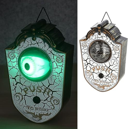 Cepewa Campanello per Halloween con occhio animato, 11 x 18 x 7 cm, in plastica, per appendere la decorazione spaventosa (1 campanello occhio)