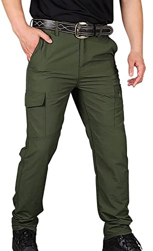pvucpot Pantalon Cargo Homme Tactique Militaire Randonnée Chasse Pantalon de Travail Homme Treillis avec Plusieurs Poches Vert