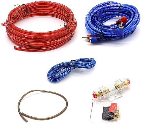 Xiciki Kit de Câblage Amplificateur de Voiture, 10GA Kit de Câblage Amplificateur Haut Parleur Voiture, Câble Alimentation Ampli Voiture 1500W pour La Plupart des Voitures