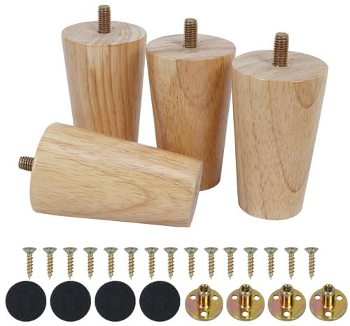 FOGAWA Premium Möbelfüße Holz für Sofas, Tables, Cabinets - 4 Stück Tapered Möbelfüße Holz 8cm - Solid Holzbeine für Möbel - Ideal for Möbel, Tisch, Schrank - Premium Quality Möbelbeine