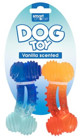 YöL Pack of 2 Vanilla Scented Bone Dog Chew Toys Play Pet Puppy Dental Hygiene Durable Stimulating Interactive