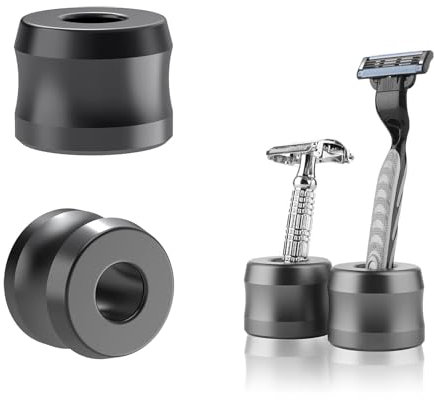 GeeliHome 2 Pack Safety Razor Stand, Opening Dia 0.7 (18.5mm) Men Shaving Stand for Bathroom Countertop Compatible with Gillette SkinGuard (Dark Grey)