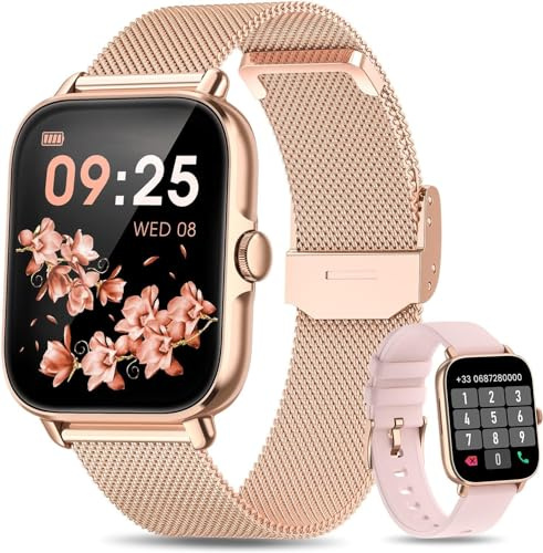 Smartwatch Damen - 1.85 HD Smart Watches Damen mit Telefonfunktion,Sportuhr mit 111 Modi,IP68 Wasserdicht fitnessuhr,Herzfrequenzmesser, Schlafmonitor,Schrittzähler,Smartwatches für iOS Android
