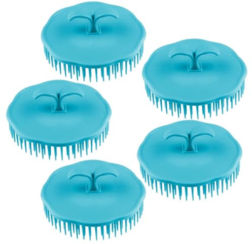 minkissy 5pcs Plastic Scalp Massager Brush Set Round Shower Hair Cleaning Comb for Deep Cleansing and Dandruff Relief Portable Shampoo Brush for Home Use Random Color