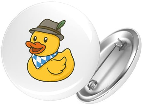 Huuraa Ansteckbutton Quietscheente Bayern Gummiente Oktoberfest Geschenk Größe 59mm Quietscheente Bayern Accessoire