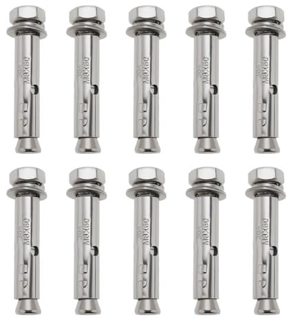 Briny River 10 pezzi M8 x 60 Bulloni ad espansione a testa esagonale esterna per ringhiere porte di sicurezza tende da sole aria 9,5x12,7 mm