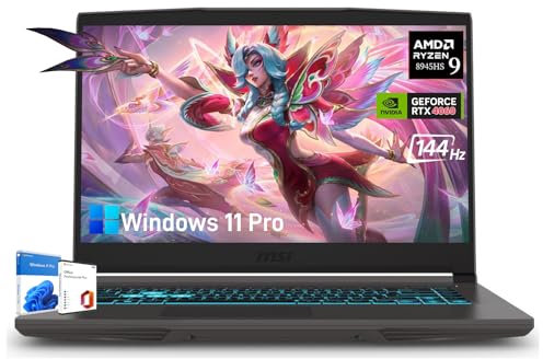 MSI Thin-15 Light Gaming Laptop - 15.6(1920 x 1080) IPS 144 Hz Display, AMD Ryzen 9 8945HS, NVIDIA RTX 4060, Windows 11 Pro, Office Pro Lifetime License, 64GB DDR5 | 4TB SSD