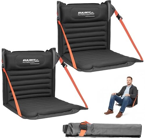 EULANT Coussin de Stade Gonflable avec Dossier, Résistant à l'eau Sièges au Sol avec Dossier, Chaise Plage pour Camping Kayak Randonnée Evénements Sportifs Concerts