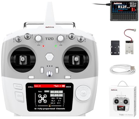 Radiolink T12D V2 2.4G 12 Channels JR ELRS RC Transmitter & R12F Receiver | Supports Micro ExpressLRS Module, Long Range Remote Controller for FPV Drone Airplane Robot Car Boat (Mode 2)