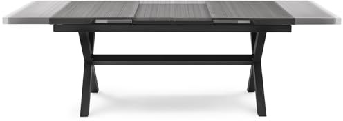 MAT-COMPANY Aluminium Gartentisch Ausziehbar 180 240 cm Komposit Holzimitation Schwarz
