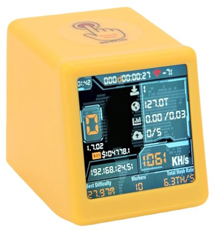PUSOKEI Bitcoins Miner, 1,54 Zoll Smart Display Crypto Miner Lotterie-Mining-Gerät, 1060 KH/s BTC-Mining-Maschine mit Desktop-Uhrfunktion