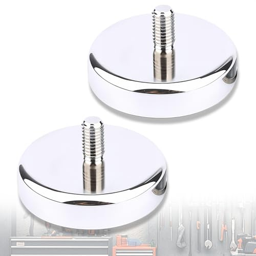 WIYETY 2 Stück Neodym Magnete: Magnet mit Gewinde, M8 Gewindebolzen 48mm Topfmagnet mit 85Kg Zugkraft Kleine Magnete für Schrauben Öse oder Haken, Runde Neodym Magnete mit Gewinde