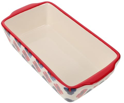 jojofuny Placa para Hornear de Cerámica Rectangular Asas Dobles, Fuente para Hornear Profunda Azul, Molde para Tartas y Queso, Utensilios para Cocina y Horno, Uso Doméstico y Microondas