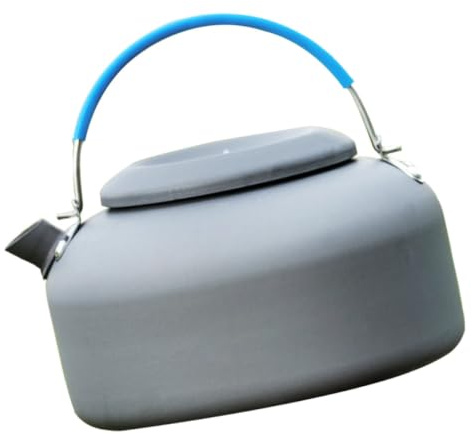 AMUSLESUR 1.4l Outdoor Tea Kettle for Camping and Backpacking, Lightweight Aluminium Boiling Teapot, Super-portable Water Kettle for Outdoor Activities