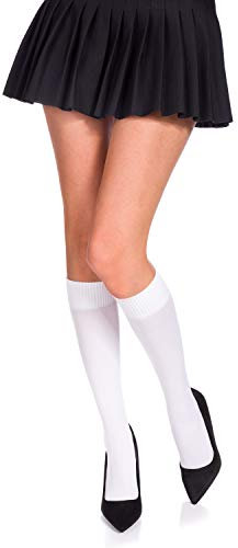 Romartex Mi Bas Femme Genou Haute Chaussettes en Microfibre 30 couleurs, blanc
