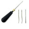 HAND® Leder Handwerk, Markise, Segel, Segeltuch, Zelt Reparatur Nähen Sewing Awl mit stabilem Acryl Griff und Messing Fitting drehen und bekommen 2 gerade und 2 Gebogene Nadeln