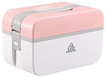 Exceart Erste-Hilfe-Koffer, Medizin-Aufbewahrungsbox mit geteilten Fächern, Notfall-Kit für Zuhause, Büro, Auto, Reise, Pink, M