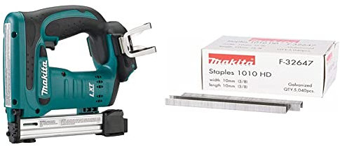 Makita DST221Z 18V Li-Ion LXT Stapler - Batteries and Charger Not Included & F-32647 Staple 10 mm x 10 mm 5040 Qty, Multi-Colour