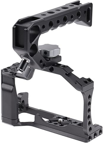 Hersmay M5 M50 Cage with Top Handle, Aluminium Camera Cage for Canon EOS M50II/M50/M5 Mirrorless Camera,Vlogging Video Shooting Filmmaking Rig Stabilizer with 1/4 Mounting and 3/8 Arri Locating Hole