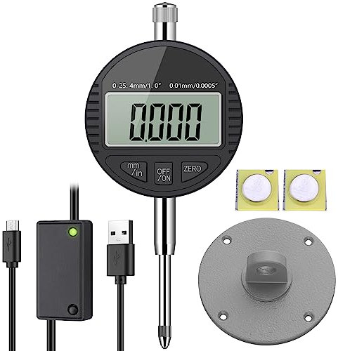 AUTOUTLET Digitale Messuhr mit 3M Micro Datenkabel, Digital Messuhr Messtaster 0-25.4mm/1''Messbereich, Digital Indikator Messgerät Dial Test Indicators, Kompatibel mit window-, Apple- und MAC-Systeme