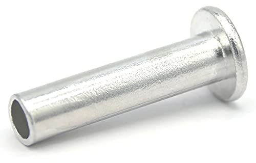 CREULT Flachkopfnieten aus Aluminium M5 x 28mm Länge halb hohl Blind Schlagnieten Glatter Körper Runde Befestigungselemente Al Material (80 Stücke)
