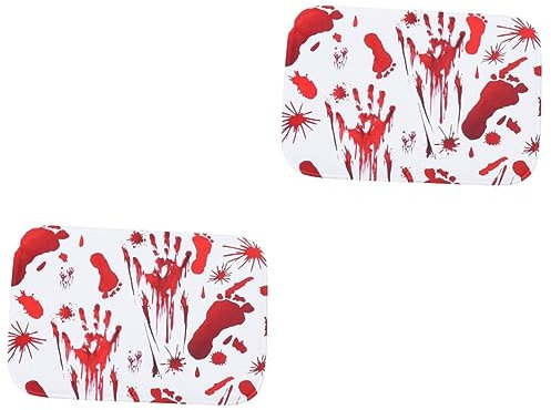 Zerodeko 2st Rote Matte Gruselige Badezimmerdekoration rutschfeste Badematte Rutschfester Teppich Halloween-Teppich Outdoor-deko-freigabe Badematte Weiß Bad Matt Groß Kind Teppichauflage