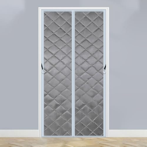 NUACOS Rideau de Porte Thermique Isolant Anti Froid, Rideau Porte Entrée Magnétique, Rideau de Porte Épaississant d'hiver, pour Portes de Balcon Porte de Salon,Gris,70x200cm