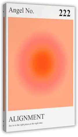 Poster Angel Number 222, Leinwand-Poster, Schlafzimmer, Dekoration, Sport, Landschaft, Büro, Raumdekoration, Geschenkrahmen, 60 x 90 cm