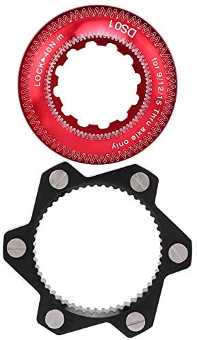 Ejoyous Bike Disc Brakes Center Lock Adapter, Center Lock Hubs Aluminium Alloy 6 Centre Lock Disc Rotor Adapter Set Bicycle Accessory (Red Black)