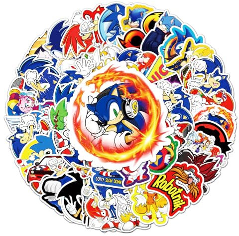 50Pcs Aufkleber Sonic, Wasserfeste Vinyl Stickers, Leicht Aufzutragen und Abzuziehen