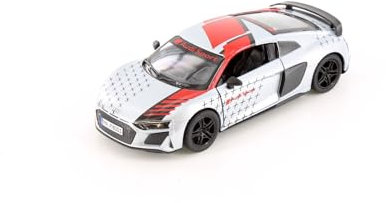 Easy Toys Modellauto kompatibel mit Audi R8 Coupé 2020 Rennen. Maßstabsgetreues Spielzeugauto mit zu öffnenden Türen. Automodellierung. (Grau)