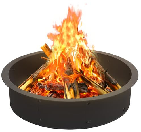 OUSHENG Feuerschalenring für den Außenbereich, 117,8 cm außen 109,9 cm innen rund Holzfeuerstelle Zubehör, DIY Metall Stahl Liner Einsatz für Lagerfeuer draußen Camping über oder im Boden
