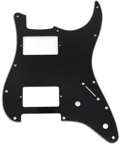 Musiclily Pro 11 Löcher ST Schlagbrett HH Gitarren Pickguard mit 2 Bedeckter Humbucker 2 Potis Aussparungen für Fender Squier Strat Style E-Gitarre, 3-lagig Schwarz