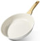 GiPP Sartén Antiadherente de Cerámica，Sartén Saludable y No Tóxica de 20 cm,Compatible con Inducción,Libre de PFAS y PFOA,Apta para Lavavajillas,Mango de Tacto Frío（Blanco,20cm）