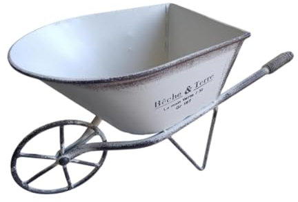 LeeQinersw Planteur de Charrette à Fleurs en Métal pour Une Utilisation Intérieure et Extérieure, Blanc