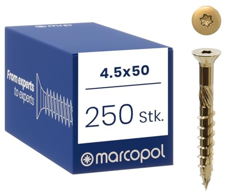 Marcopol Holzschrauben mit Senkkopf 4,5 x 50 mm 250 Stück TX20