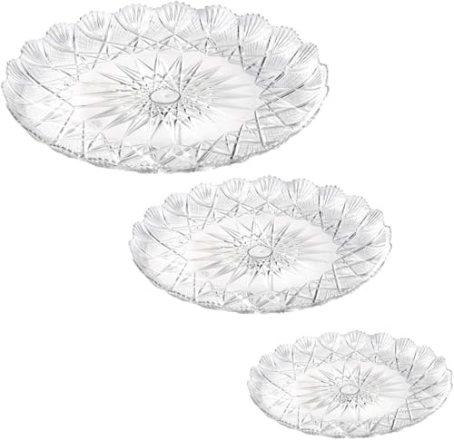 Vassoio da Portata Rotondo in Plastica Trasparente, Stile Cristallo, 18 cm, per Torte e Pasticcini, Set da 10 Pezzi