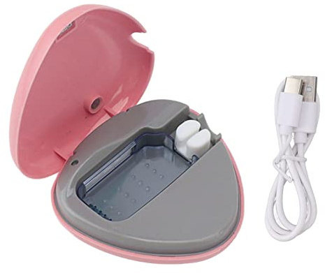 Blaihild Zahnbürsten-Desinfektionsmittel, Tragbarer -Zahnbürstenreiniger mit Automatischem Timer für Elektrische Manuelle Kinderzahnbürsten, Heimgebrauch auf Reisen (PINK)