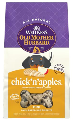 Old Mother Hubbard Wellness Chick'N'Apples Dog Biscuits, Natural, Training Treats, Chicken & Apples Flavor, Mini Size, (20 Ounce Bag)