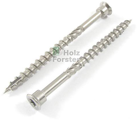 EUROTEC Terrassenschraube Zylinderkopf 5.0x70 TX25 mart.Edelstahl gehärtet mit Zulassung, 200 Stück,905525