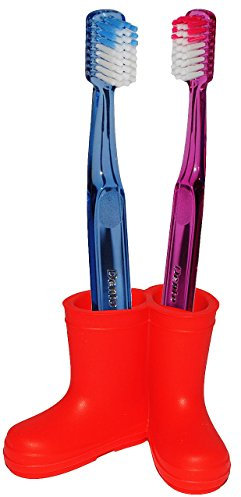 alles-meine.de GmbH Zahnbürstenhalter - Stiefel - ROT - aus Silikon - für Kinder & Erwachsene/zum Zähneputzen - Badezimmer Bad Kinderzahnbürste/Mädchen Jungen - Schuhe Gummis..