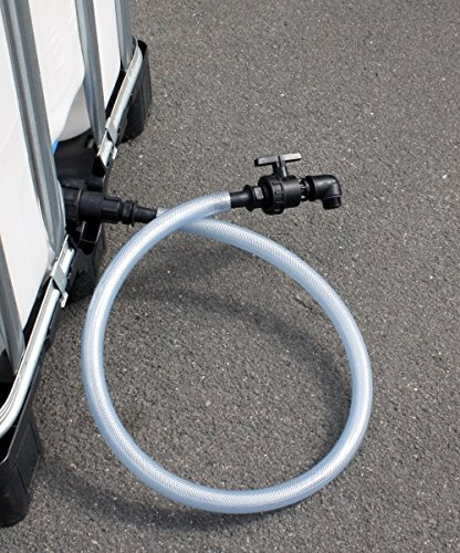 TÄSLER-Produktion IBC Ablasshahn mit ca. 2m Schlauch für IBC-Hahn DN80 S100x8 auf Kugelhahn 1 AG