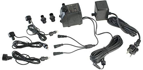 Arnusa Springbrunnenpumpe mit 3X LED Beleuchtung Tauchpumpe Teichpumpe Springbrunnen Pumpe (1500 L/H, Warm-Weiß)