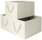 StorageWorks Wardrobe Storage Boxes, 32L Storage Baskets for Organising Clothes, Foldable Baskets for Shelves, Fabric Bins with Handles for Bedroom, Beige, White & Ivory, 3-Pack