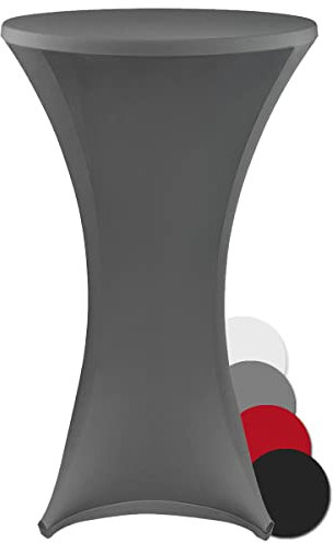 DILUMA Stehtischhusse Stretch Elastique Ø 80-85 cm Anthrazit - elastische Premium Stretchhusse für gängige Bistrotische und Stehtische - dehnbarer Tischüberzug