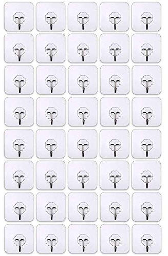 Ganchos de pared, Heavy Duty 22lb/10kg uñas libre Non-Trace reutilizable adhesivo potente gancho, impermeable, Oilproof transparente pegamento para cocina, sala de estar, dormitorio pared de gancho