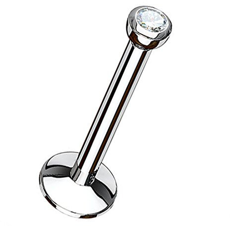 Piersando Piercing Stecker Innengewinde Edelstahl mit Kristall Micro Lippen Lippe Labret Lippenpiercing Monroe Ohrpiercing Silber 1,0mm x 6mm