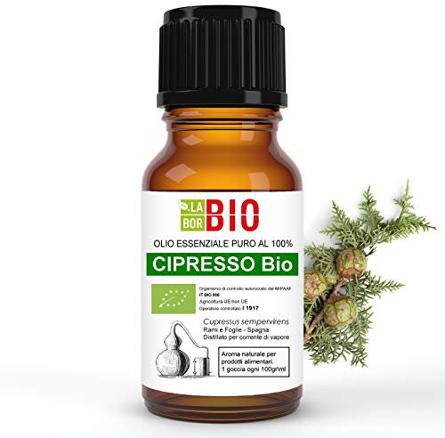 Cipresso Bio Olio essenziale 100% Puro 10 ml - Uso interno Terapeutico Alimentare Diffusori Aromaterapia Cosmetica Cucina - Laborbio